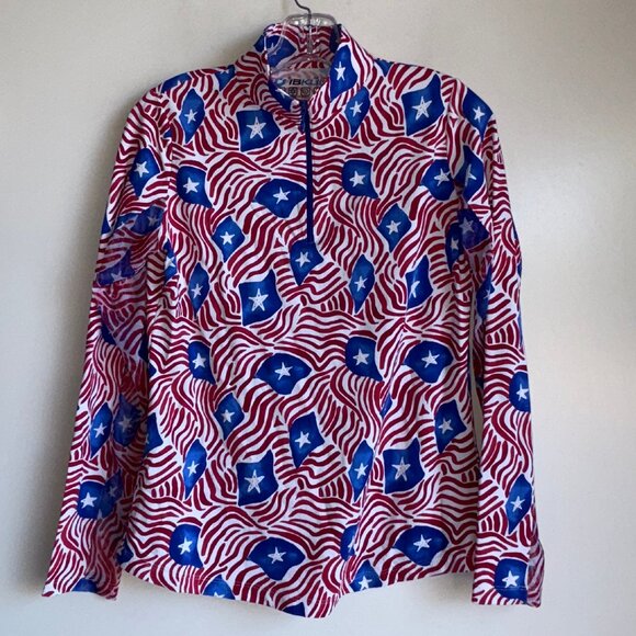 IBKUL 1/4 Zip Golf Top Size Small Long Sleeve USA Star Patriotic - Picture 1 of 10